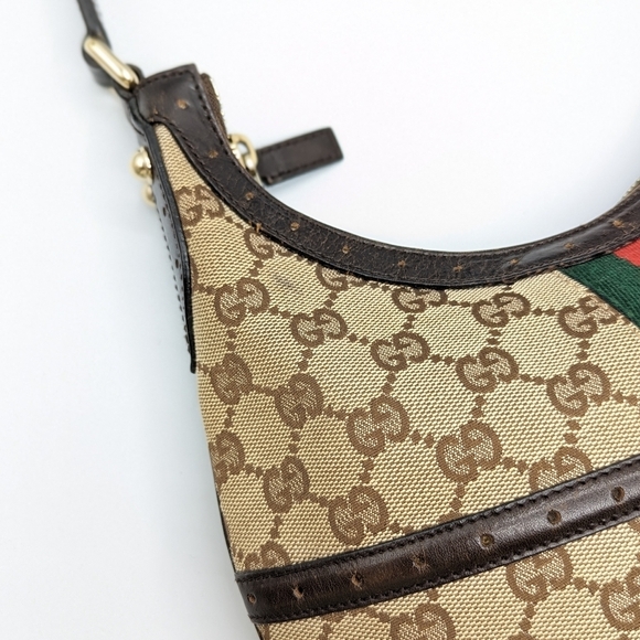 Gucci Monogram GG Web Reigns Small Shoulder Hobo Bag - Picture 5 of 14